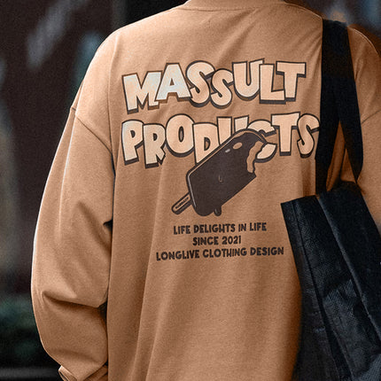 MASSULTI 23AW a bit sweet ice cream fun printed retro autumn loose tee heavy long sleeve T-shirt