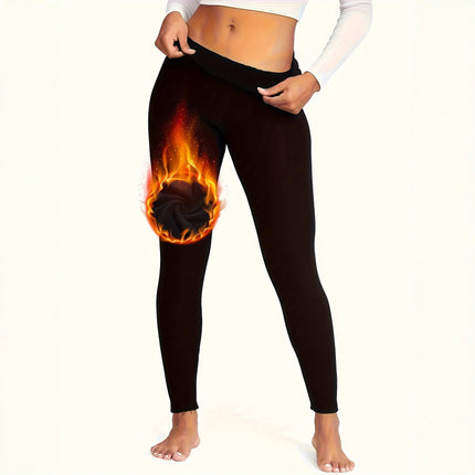 European and American Cross-Border Autumn and Winter Women's Solid Color Fashion Casual Slim High-Waisted Pants Long Pants Thermal Leggings