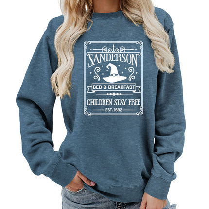 Sanderson Bed Breakfast Printed Round Neck Women's Top Sweatshirt Autumn and Winter Amazon Loose