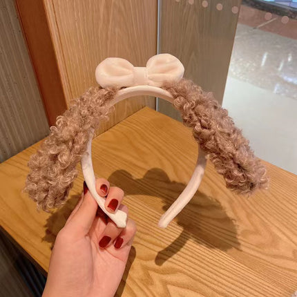 Autumn and Winter Bow Hair Band ins Korean Style Cyber Red Hair Accessories Cute Lamb Headwear Cartoon Lamb Wash Face Hair Band