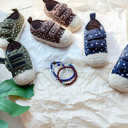 2025 Spring Children's Korean Fisherman Shoes Vintage Floral Soft Sole Board Shoes Girl's Velcro Cloth Shoes