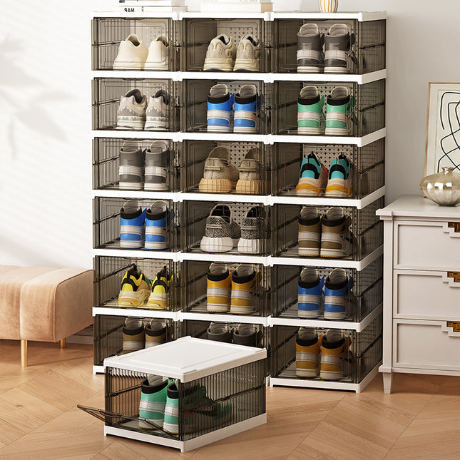 Transparent Folding Shoe Box Push-Free Thickened Shoe Box Integrated Shoe Cabinet Plastic Dustproof Shoe Box Storage Box