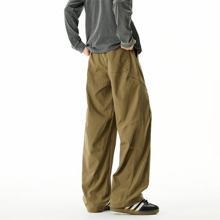 American-Style Outdoor Cargo Pants for Men, Autumn Quick-Dry Water-Repellent Hiking Long Pants with Functional Side Chains, Sports Casual Pants