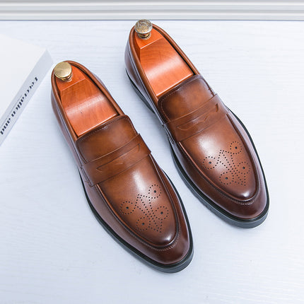 Cross-Border New Four-Season British Simple Soft-Surface Business Formal Leather Shoes Men's Lace-Up Casual Gentleman Office Wedding Shoes
