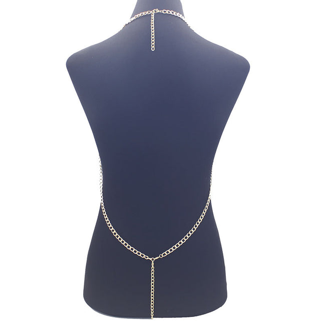 New cross-border jewelry European and American fashion luxury metal aluminum chain multi-layer sexy chest chain fashion neck body chain