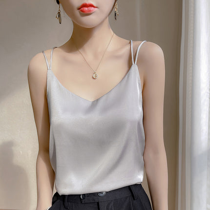 2025 Summer Silk Beauty Back Camisole Women's Acetate Top Sexy Bottoming Shirt Summer Outer Suit