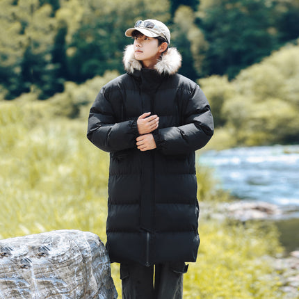 New Long Men's Big Wool Collar Thickened Extra Large Warm and Cold-proof Fashionable Jacket for Youth Fashionable Couple Clothes plus size Bread Clothes