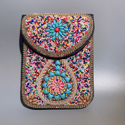 Ocean Series Exquisite Heavy-Duty Rice Bead Shoulder Bag Qingdao Ocean World Travel Souvenir Mobile Phone Bag Cross-Body Bag