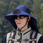 800mah single-fan shawl hat - navy blue / One size fits all