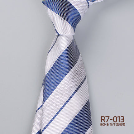 Korean-style British Business Dress Brown Green Suit Shirt Accessories All-match Retro Hand-Style 8cm Striped Tie for Men