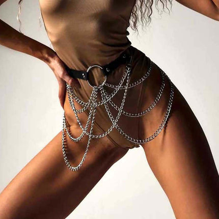 Cross-border Europe and the United States Harajuku concave shape corset multi-layer tassel chain belt sexy exaggerated waist chain belt belt