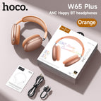 Replaceable fabric earmuffs [bluetooth 5.4] / W65 plus orange [anc noise reduction]