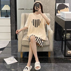 D.m-35 apricot striped heart double short / M