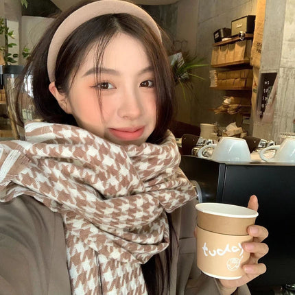 Atmospheric Imitation Cashmere Plaid Scarf for Women in Winter Thickened Warm Scarf for Students Versatile Scarf Live Broadcast Hot Cross-Border