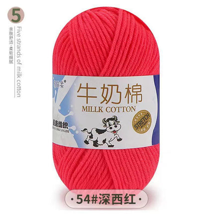 Five-Strand Milk Cotton Yarn Wholesale Medium-Thick Yarn Crochet Doll Shoes Scarf DIY Knitting Material Kit Crochet