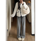 Glutinous rice pants light gray [no pilling, spring and autumn style] / S