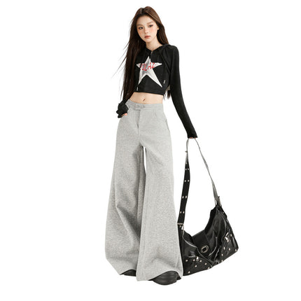 Casual Loose Wide-Leg Pants for Women Early Autumn New Versatile Fashion Pleated Design High-Waisted Loose Scimitar Pants