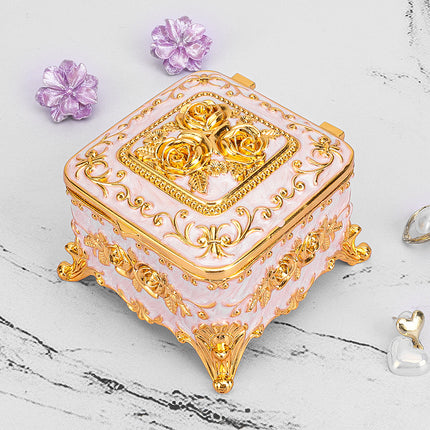 European retro metal jewelry box princess jewelry box exquisite enamel ladies necklace jewelry storage box wholesale