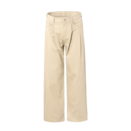 JIAMU American Baggy Retro Covers Trendy Brand Profile Casual Pants for Men and Women Japanese Washed Wide Legs