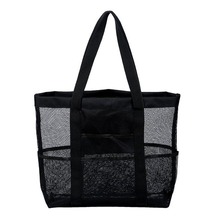Hollow Beach Bag Shoulder Portable Mesh Bath Fitness Swimming Bath Bag 8 Pocket Cosmetics Storage Beach Bag