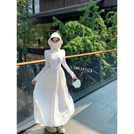 Sunscreen Clothing Women's Ice Silk Slim-fit 2024 Hooded Summer New Style Thin Full-body Long Sunshade Outdoor Coat Trendy
