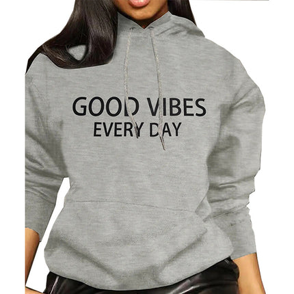 Tw493 Cross-Border Amazon Trendyy Hoodie Sweatshirt for Women European and American Autumn and Winter Loose Letter Printed Pullover Sweatshirt