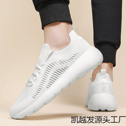 2025 Spring Lace-Up Lightweight Cushioning Running Shoes for Men and Women, Cross-Border Large Size Flyknit Casual Sports Shoes, Dropshipping Available