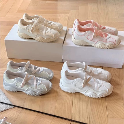 Cowhide Leather Wave Crescent Original 5cm Thick-Soled Functional Sports Ballet Shoes Women's Mary Jane Shoes