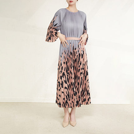 Plus-Size Women's Pleated Dress, Cross-Border Fashion, Elegant, Waist-Cinching, Slimming, High-End Long Dress, Pleated Skirt, Sweet and Fresh