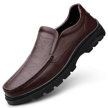 Plus size business casual leather shoes autumn new men's shoes grip pattern slip-on soft sole shoes cross-border Amazon men's shoes