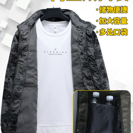 Work Clothes suit Men's Spring and Autumn Wear-Resistant Workwear Labor Suit Elastic Camouflage Suit Thickened Auto Repair Training Suit Outdoor