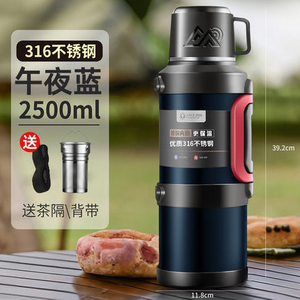 316 stainless steel outdoor thermos cup large capacity thermos pot with handle travel pot car sports double-layer water bottle