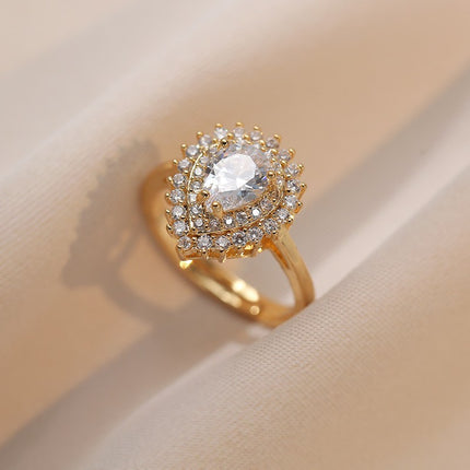 Ring for Women, Heart-Shaped Zircon Open Ring, Sweet Niche Design, Fashionable Index Finger Ring, Trendy Adjustable Ring