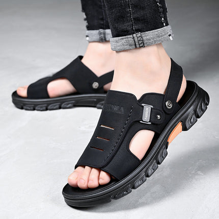 Factory new export sandals men's non-slip deodorant wear-resistant driving sandals and slippers two wear middle-aged dad slippers