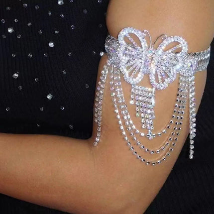 Cross-border Explosions Full Diamond Tassel Butterfly Arm Chain Opening Bracelet Anklet Fashion Rhinestone Anklet Women