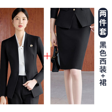 High-End Spring & Fall Hotel Front Desk Professional Wear Long-Sleeved Sales Department Reception 4S Store Sales Consultant Fashion Suit Suit