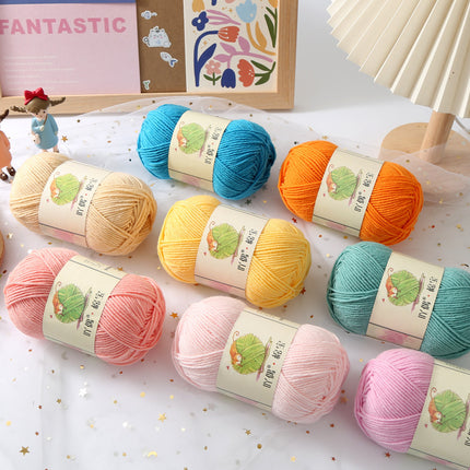 Combed Four-Strand Milk Cotton Medium Thick Wool Ball Wholesale Doll Scarf Thread Hand-Knitted DIY Crochet Material Package