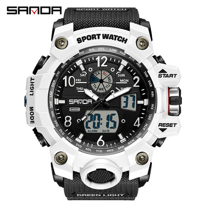 Sanda Hot-Selling Watch Korean Version Student Party Multi-Functional Waterproof Alarm Clock Electronic Watch Cool Dual Display Luminous Sports Watch