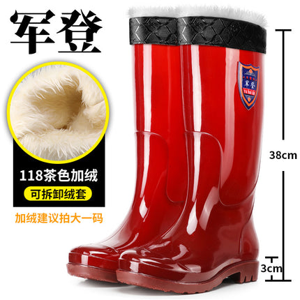 Military High-Top Unlined Brown Quick-Drying Water Shoes Long-Tube Yellow Waterproof Boots Non-Slip Rain Boots Mesh-Free Men's Rubber Shoes