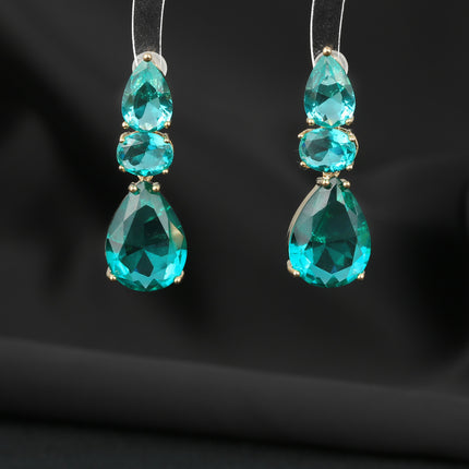 2022 summer Qingxin Lake green water drop pendant-shaped earrings female s925 silver needle light luxury style earrings wholesale