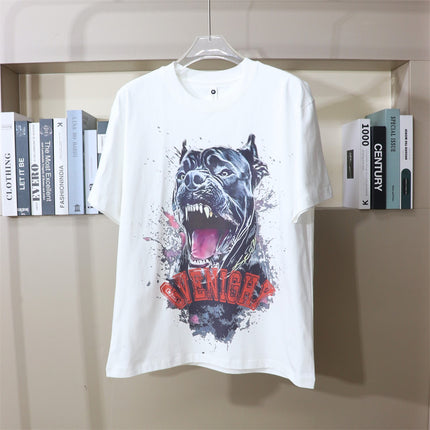 340 Jin Wear European New Digital Printing Dog Head Letter Fat Man Plus Fat Increase Fashion Fashion Brand American Short-sleeved T-shirt