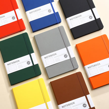A5 imitation leather strap notebook cross-border in stock business office hard leather notebook elastic band notepad can be customized