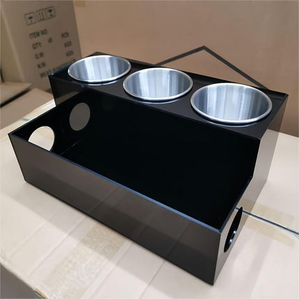 Hair Dryer Storage Rack, Washbasin Desktop Organizer, Acrylic Makeup Storage Rack with Stainless Steel Cup Holder, Customizable