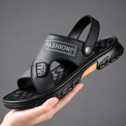 Sandals Men's Summer 2023 New Fashionable Soft Leather Casual Sports Driving Outer Wear Beach Shoes Men's Air Cushion Slippers