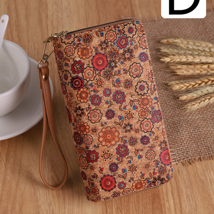 Cross-Border Bohemian Multifunctional Clutch Bag with Multiple Card Slots Wood Grain Wallet Literary Ladies Bag Card Bag Pu Small Bag