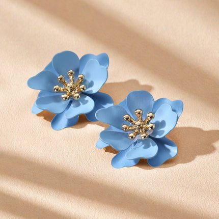 Europe and the United States cross-border supply simple small fresh blue green flower earrings sweet ladies fashion earrings