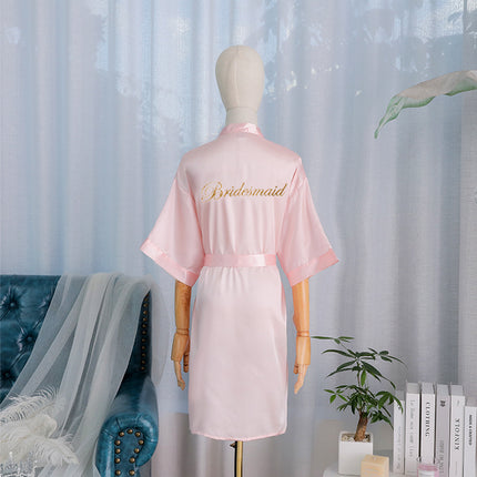 bride Gown morning Gown Lady nightgown wedding makeup bridesmaid group wedding kimono imitation silk cardigan bathrobe