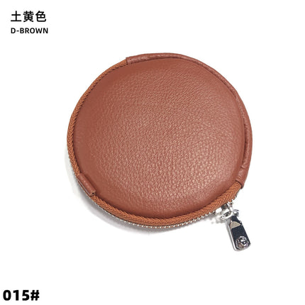Mini Round Genuine Leather Small Coin Purse Bag Mother's Cowhide Women's Small Children's Zipper Key Coin Earphone Bag