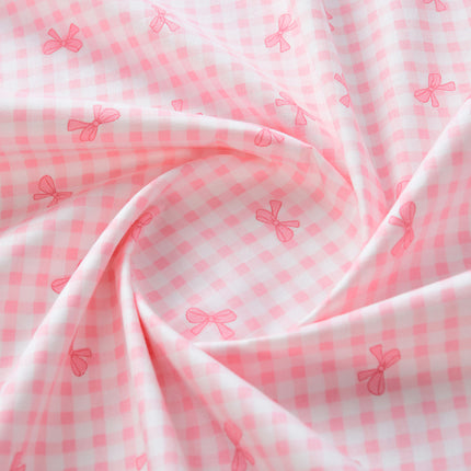 40 Count Pure Cotton Twill Fabric Handmade DIY Clothing Bedding Fabric Cotton Dopamine Color Plaid Bow
