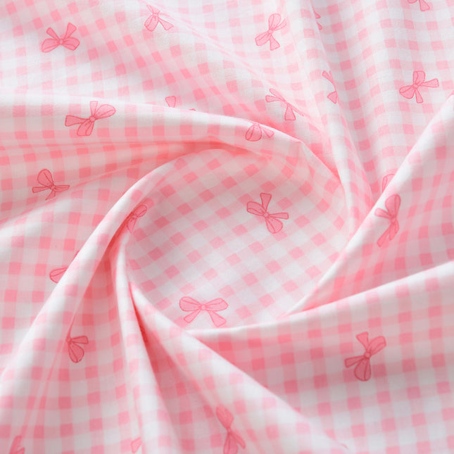 40 Count Pure Cotton Twill Fabric Handmade DIY Clothing Bedding Fabric Cotton Dopamine Color Plaid Bow